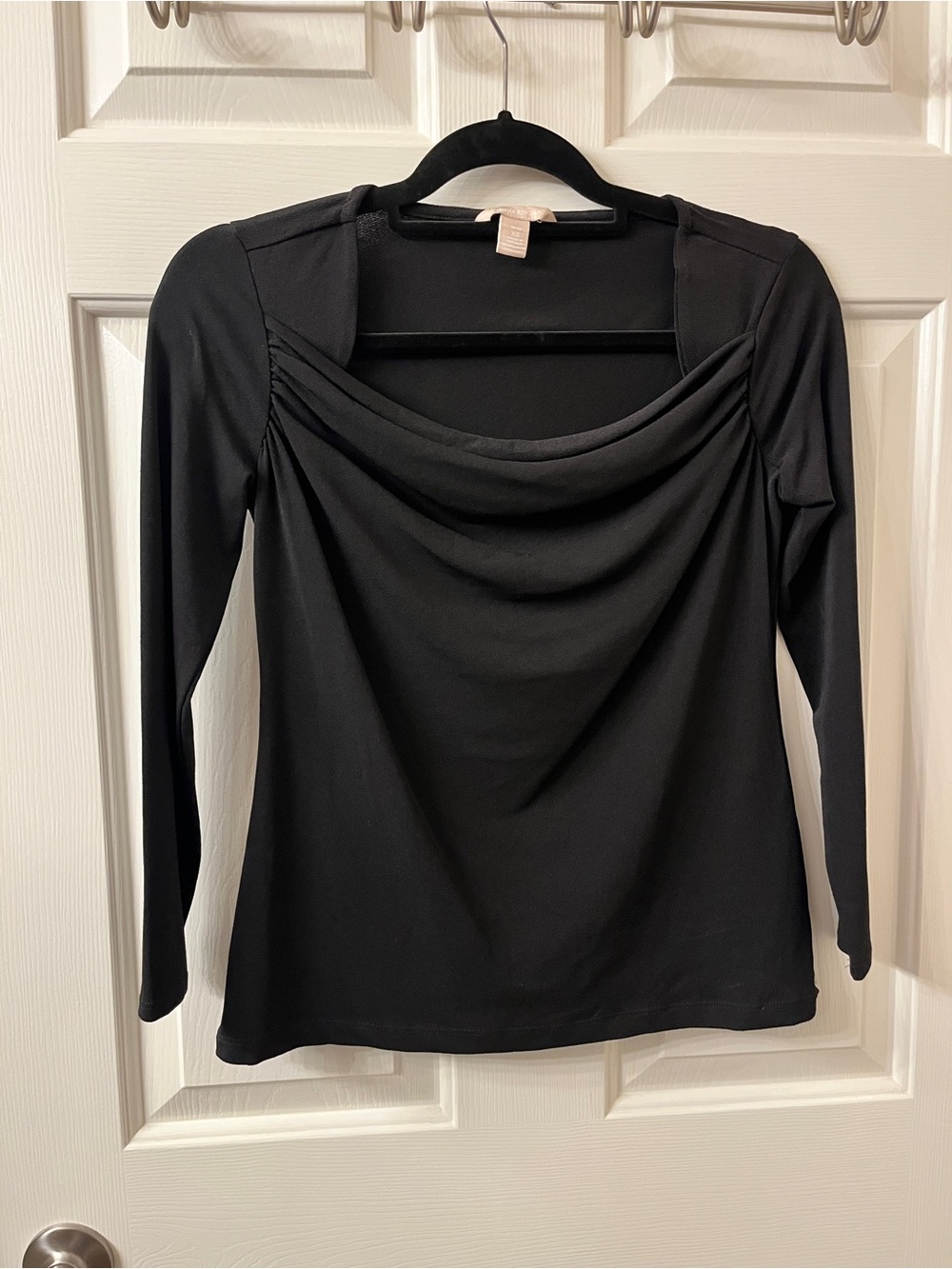 Banana Republic Black Cowl-Neck Long Sleeve Top